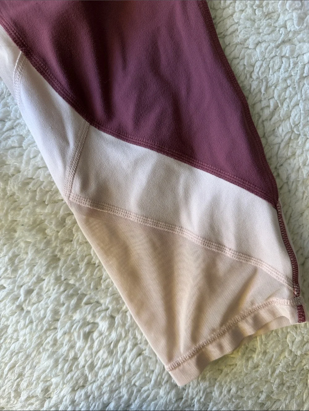 Athleta Maroon and Blush Colorblock High-Rise Capri Leggings - Picture 6 of 7